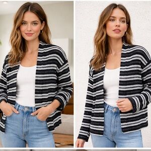 Madewell Black and White Striped Cardigan